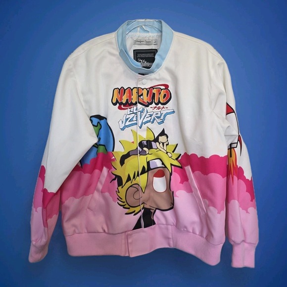 Naruto x Lil Uzi‎ Vert Headgear Racing Jacket Mens L Anime Streetwear RARE